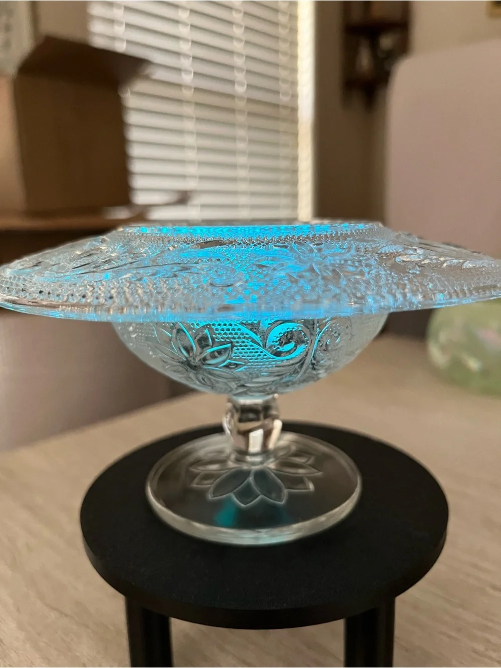 Vintage Clear Tiara Glass Dessert Cup & Saucer Fairy Lamp